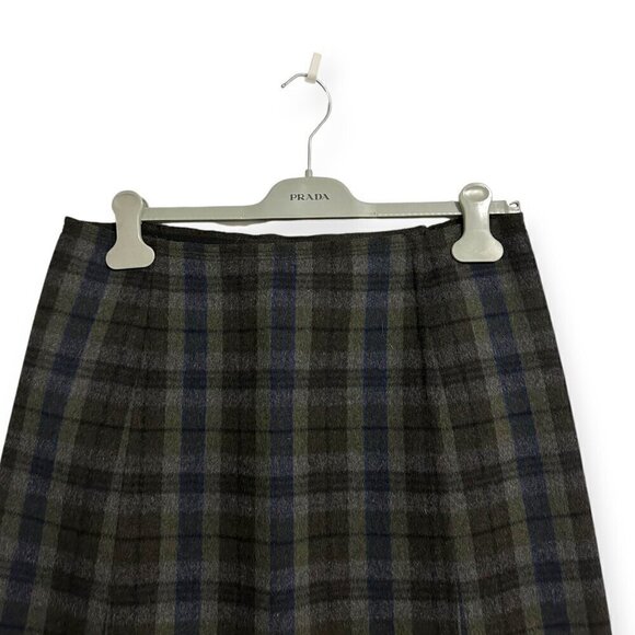 Prada Plaid Wool/Angora Straight Skirt,  Size 44 Italy, Gray, Blue, Brown - Picture 8 of 14